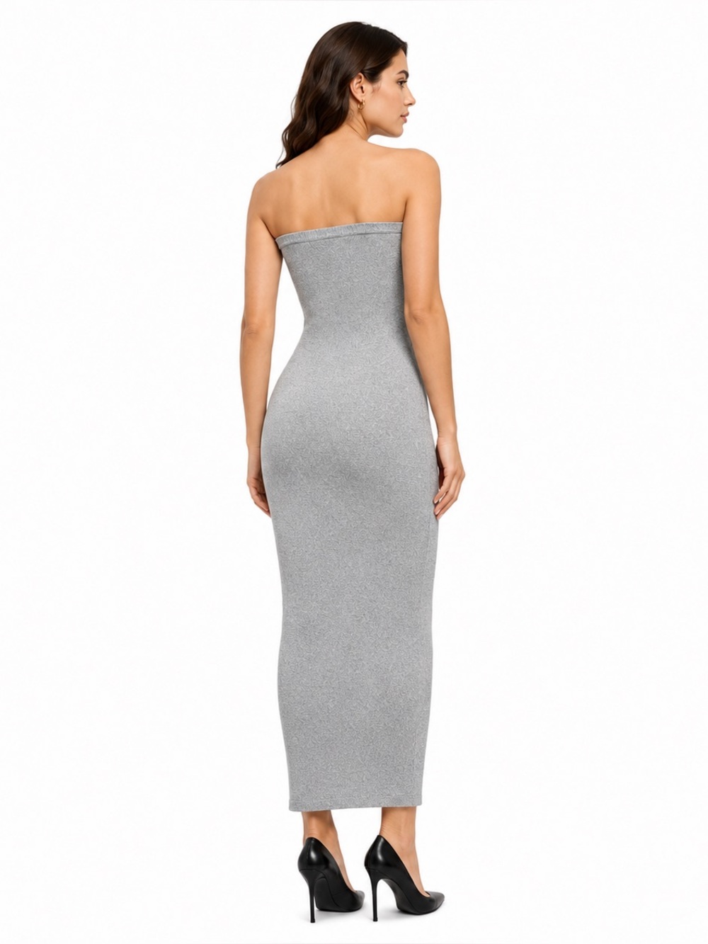 Wolford Silver Fading Shine Strapless Bodycon Maxi Dress Metallic Glam Gown - Picture 2 of 15